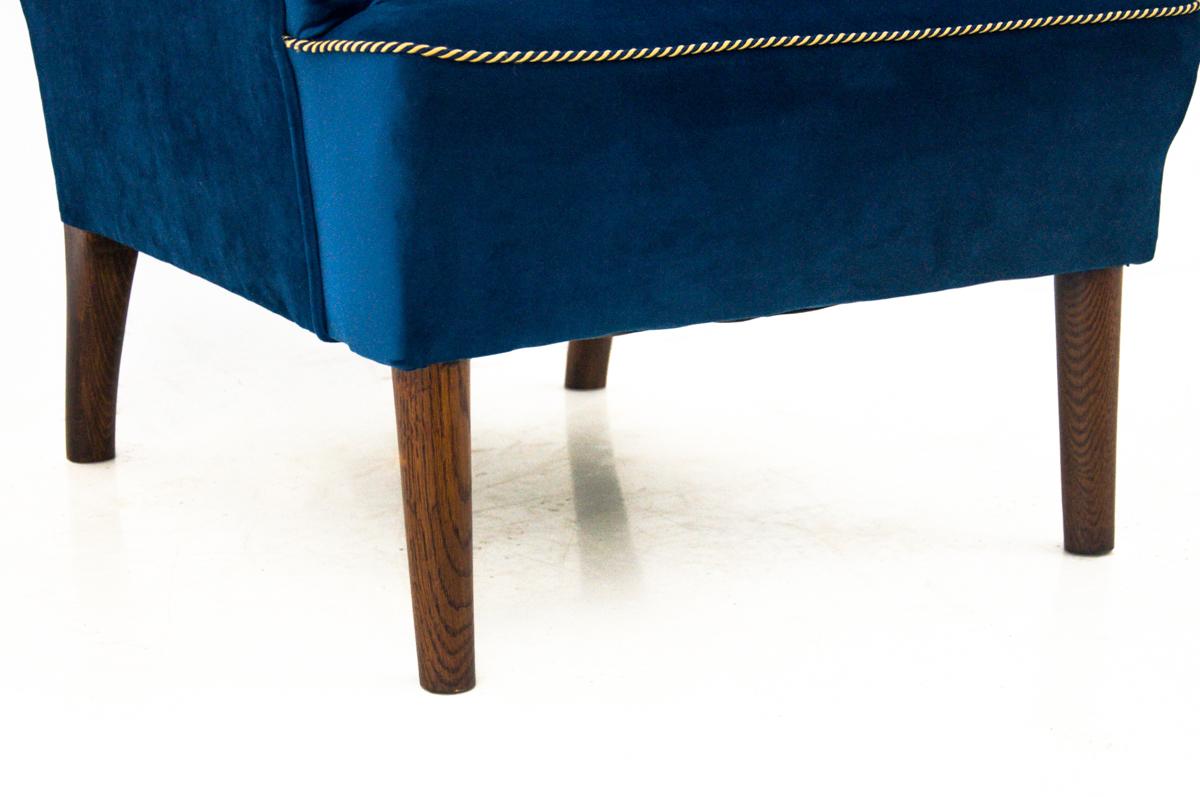 Mid-20th Century Blue Wingback Chair, Scandinavia, 1950s