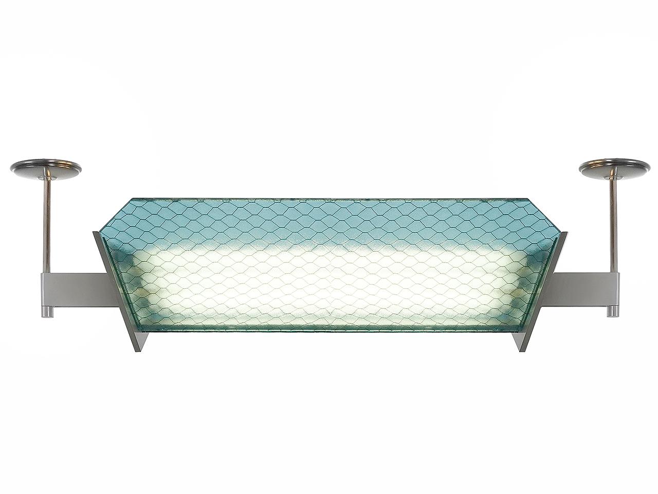 Blaue, leuchtende Deckenleuchte aus Drahtglas (Moderne) im Angebot