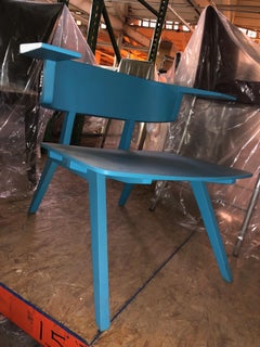 Arco Blue Wood Sculptural Fly Armchair