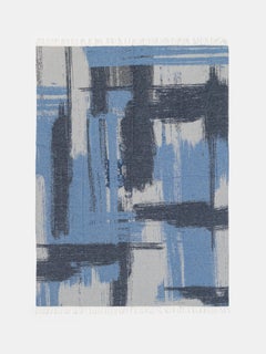 Blue Wool and Cashmere Throw Made in Italy – Brushstroke Design