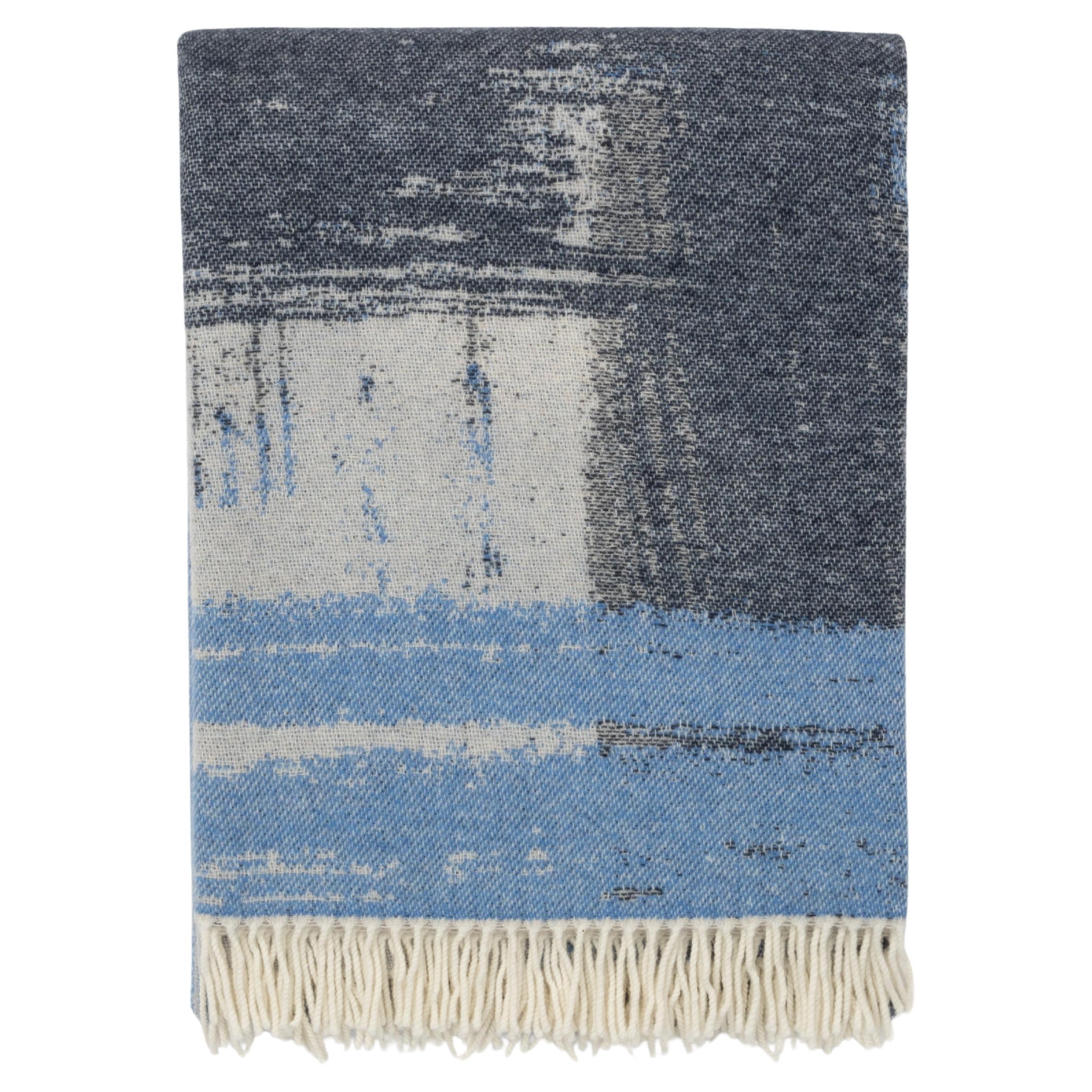 Lenzuolo blu in lana e cachemire Made in Italy - Design a pennello