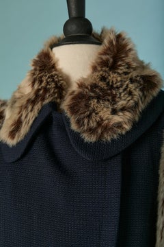 Blue wool and faux-fur LOVE MOSCHINO