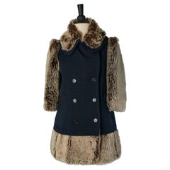 Blue wool and faux-fur LOVE MOSCHINO