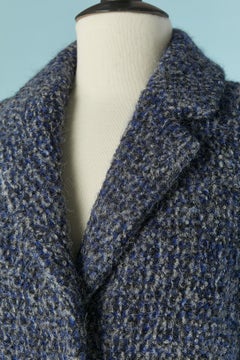 Blue wool bouclette single-breasted coat BURBERRY BRIT New with tag