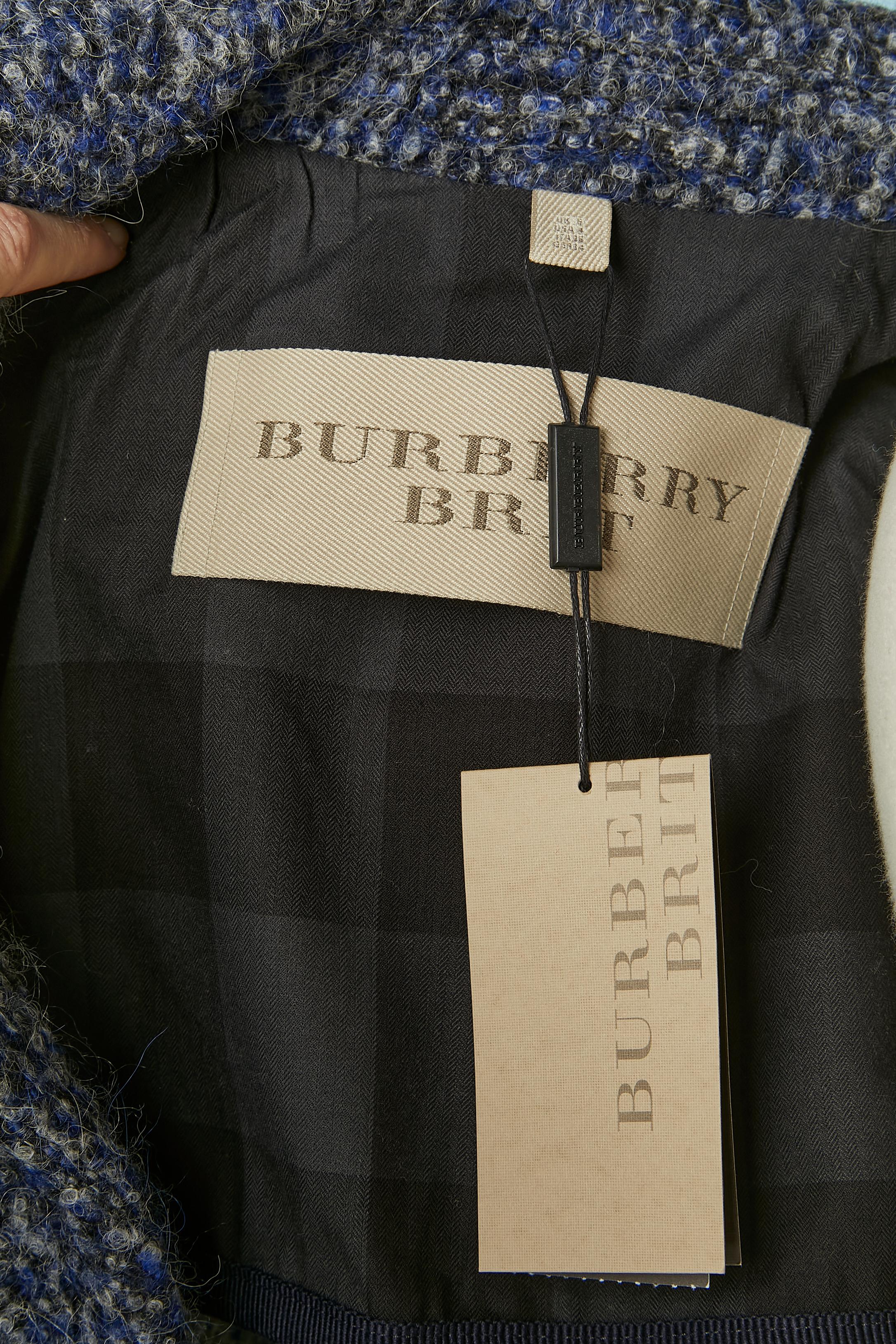 Blue wool bouclette single-breasted coat BURBERRY BRIT New with tag For Sale 2