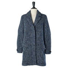 Blue wool bouclette single-breasted coat BURBERRY BRIT New with tag