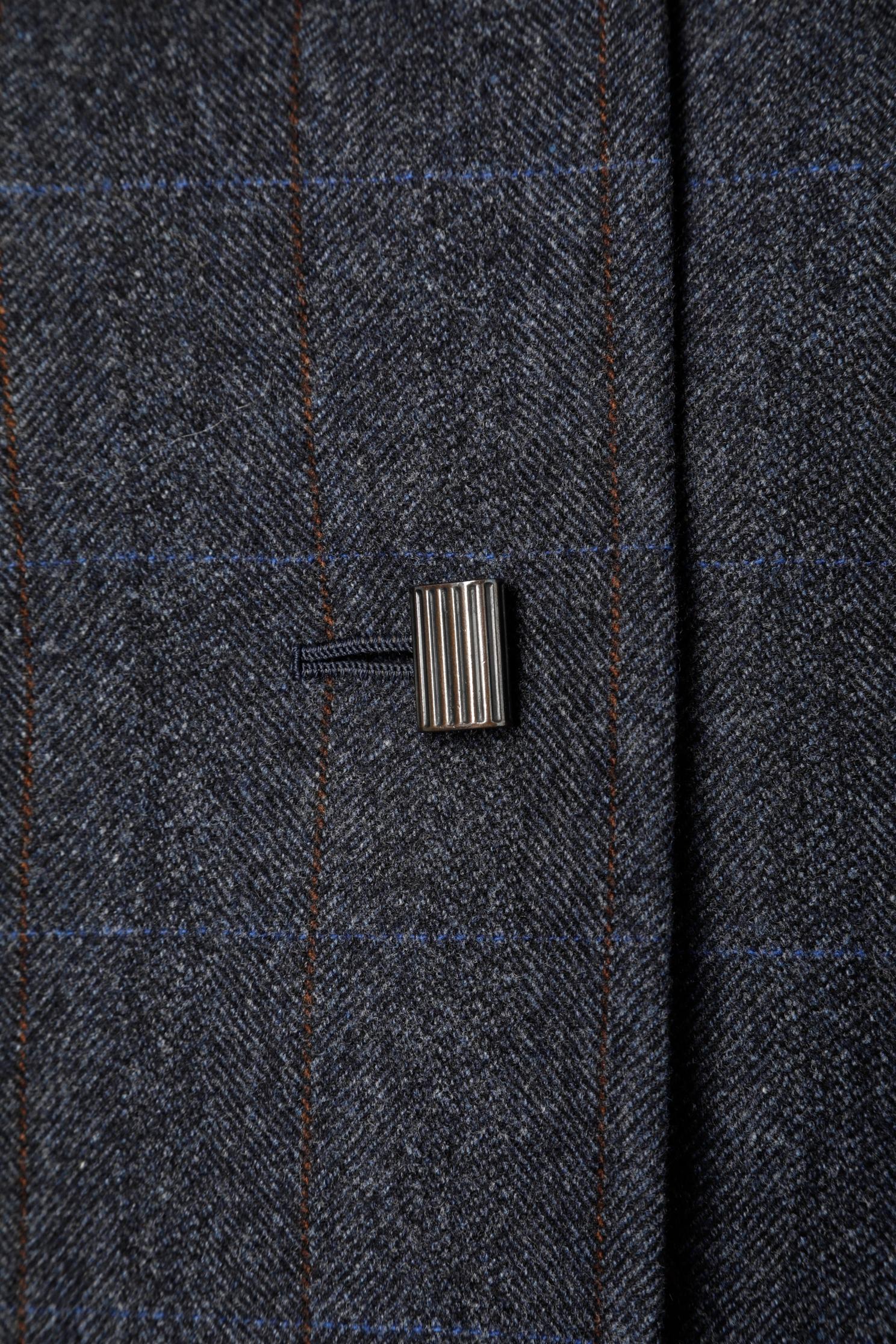 Blauer Chevron-Rock aus Wolle – Anzug Galanos  (Schwarz) im Angebot
