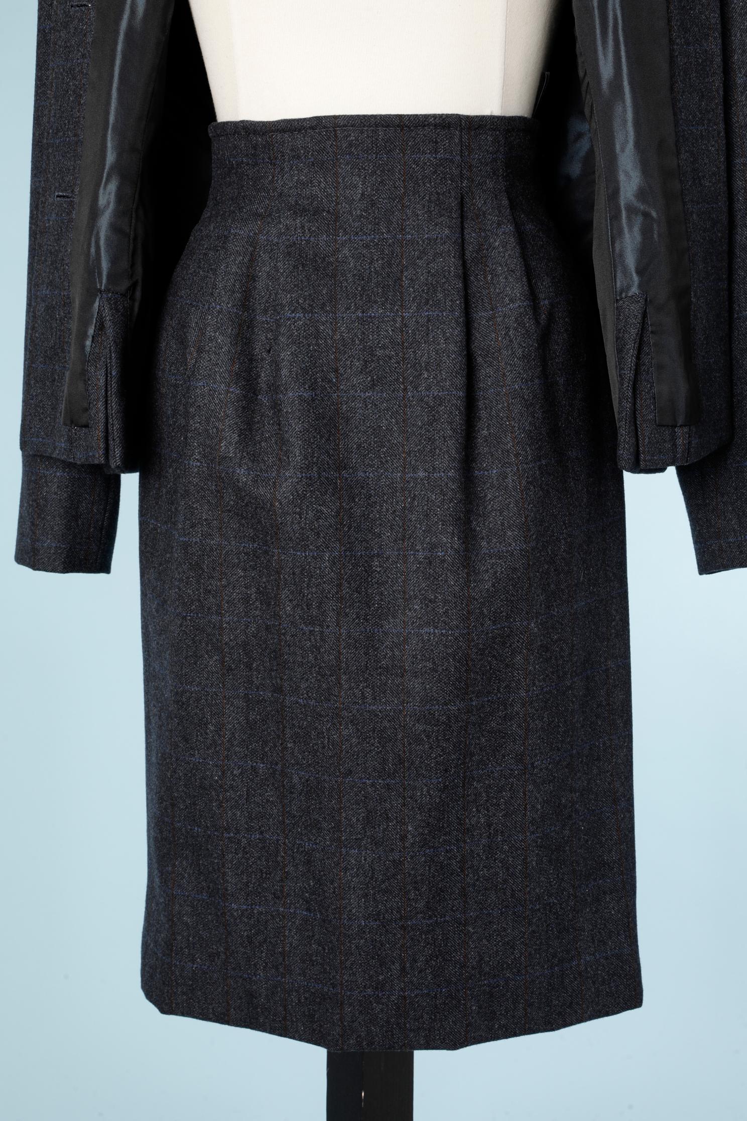 Blue wool chevron skirt- suit Galanos  2