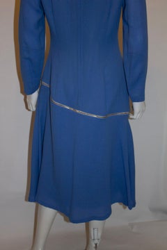 Blue Wool Crepe Couture Dress by Benjamin Friman