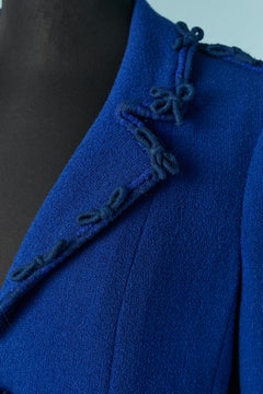 Blue wool edge to edge jacket with tiny bow embellishment CHANEL