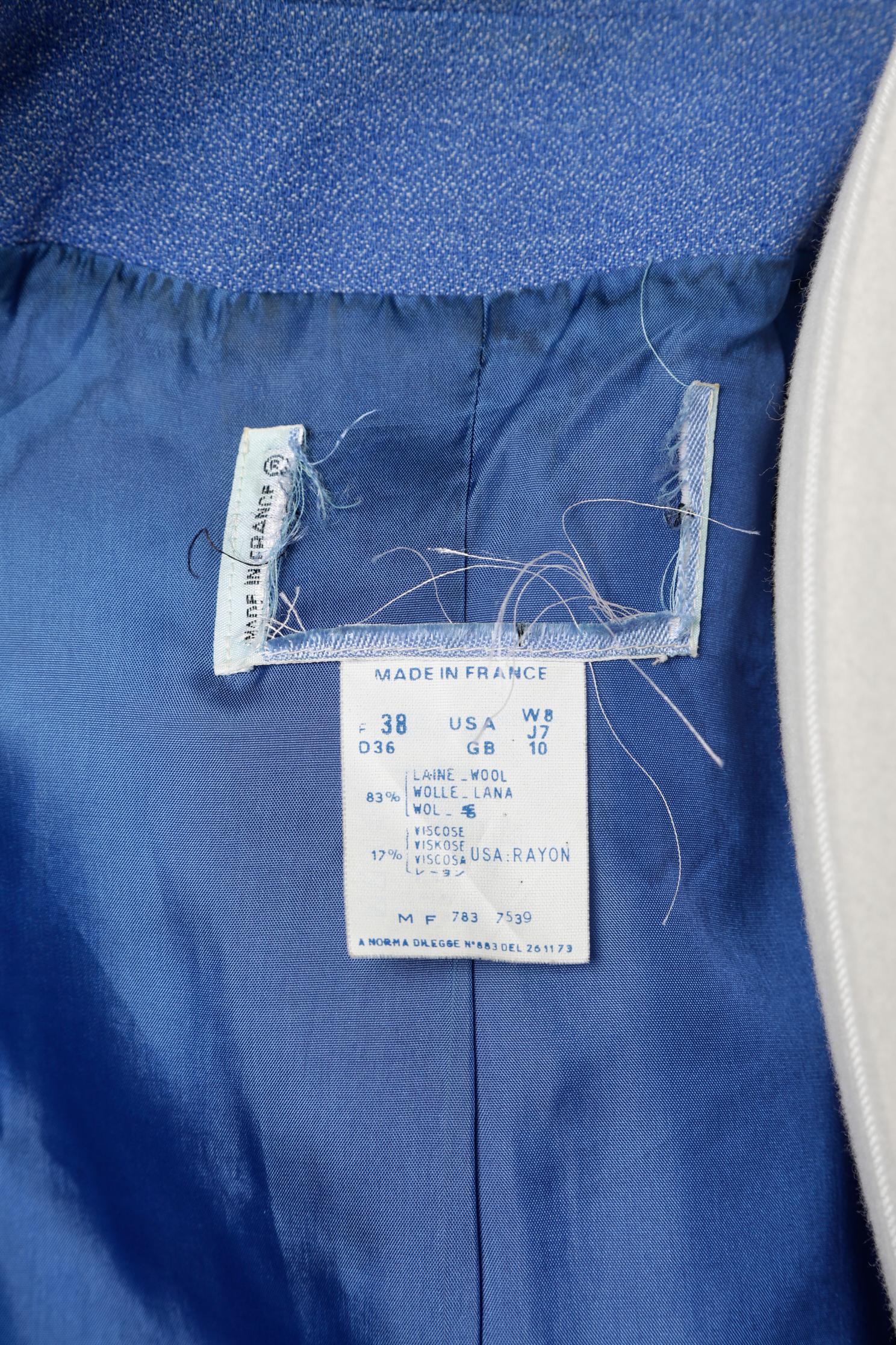 Blue wool flecked skirt suit Thierry Mugler For Sale 1