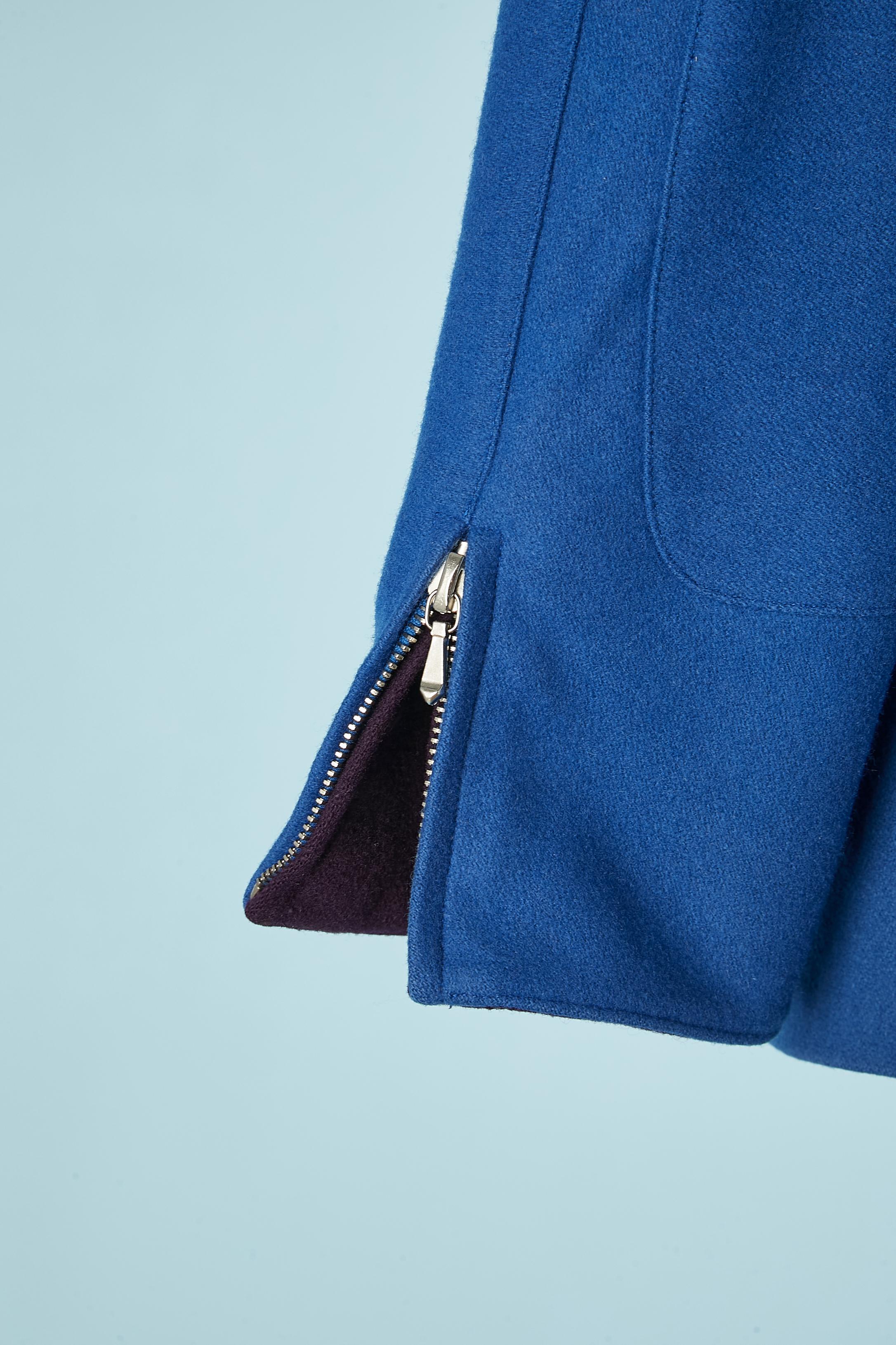 Blue wool jacket with burgundy details collar and pocket Thierry Mugler  2
