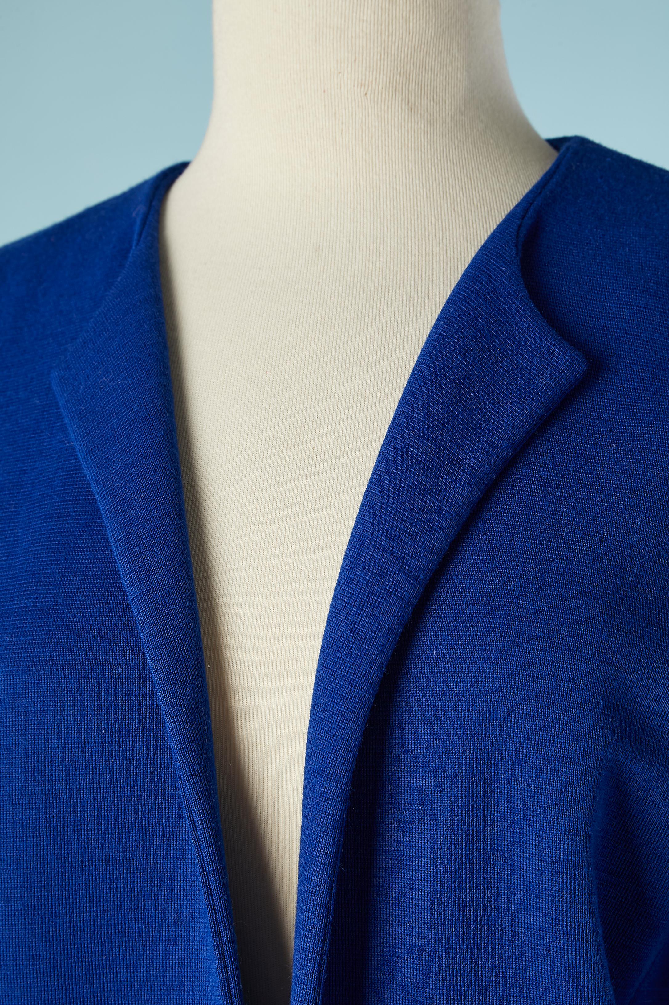 Purple Blue wool jersey jacket with black buttons Pierre Cardin  For Sale