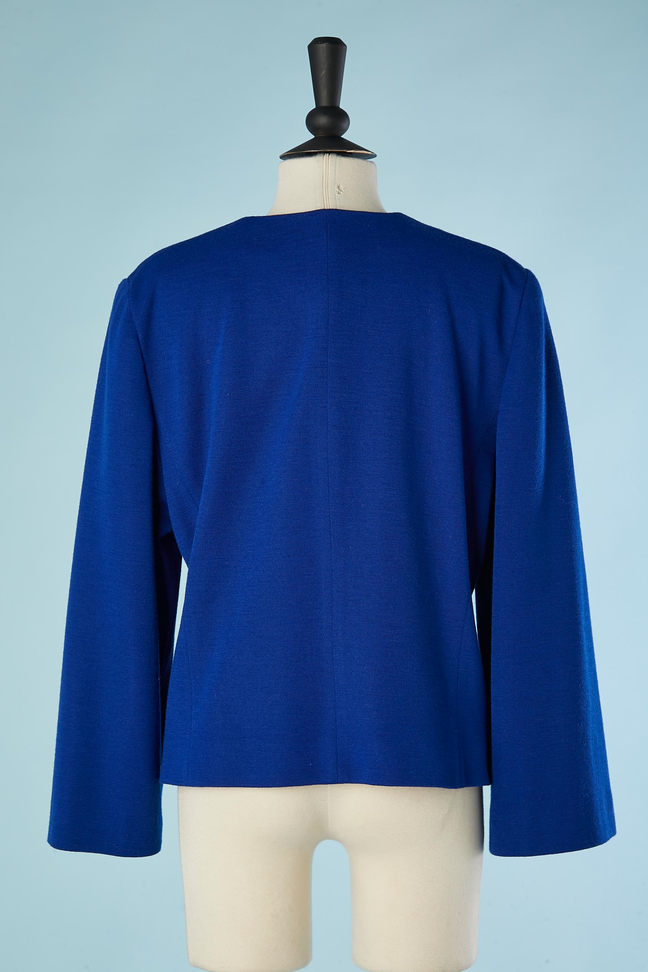 Women's Blue wool jersey jacket with black buttons Pierre Cardin  For Sale