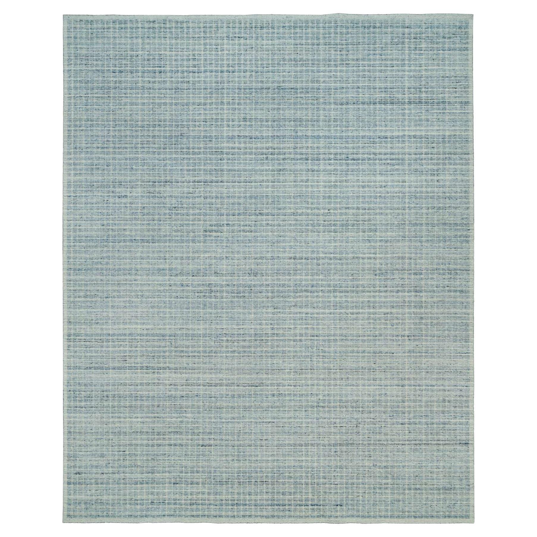 Tapis oriental surdimensionné en laine bleue à motif de boîte détachée et nouée 12'3" x 14'9"