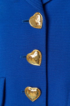 Blue wool single breasted jacket with "Heart " button YVES SAINT LAURENT ENCORE