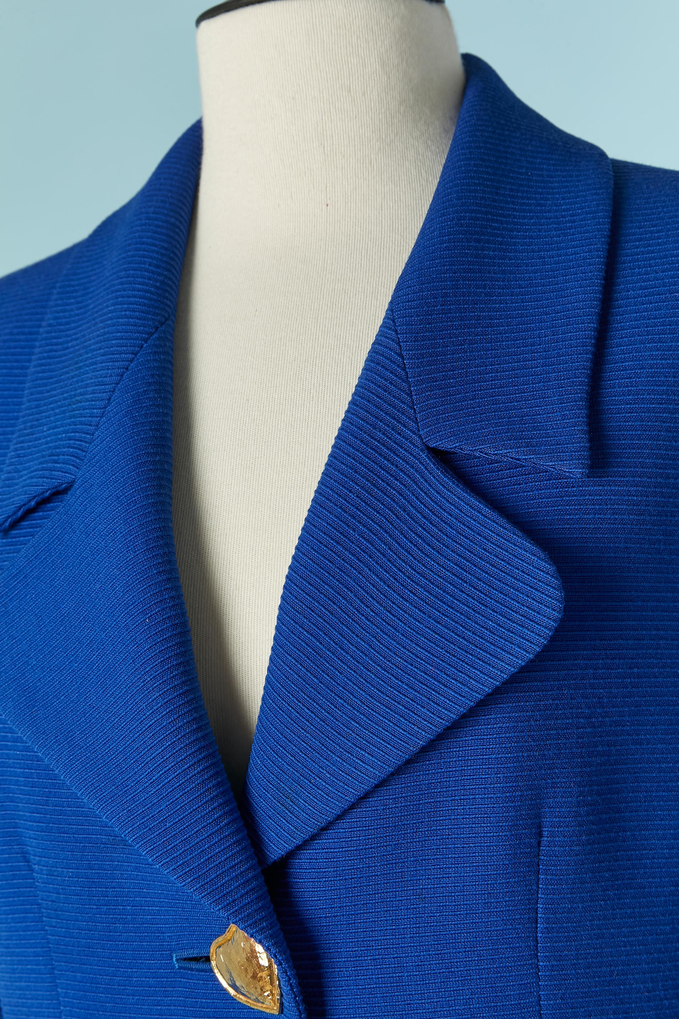 Blue wool single breasted jacket with 