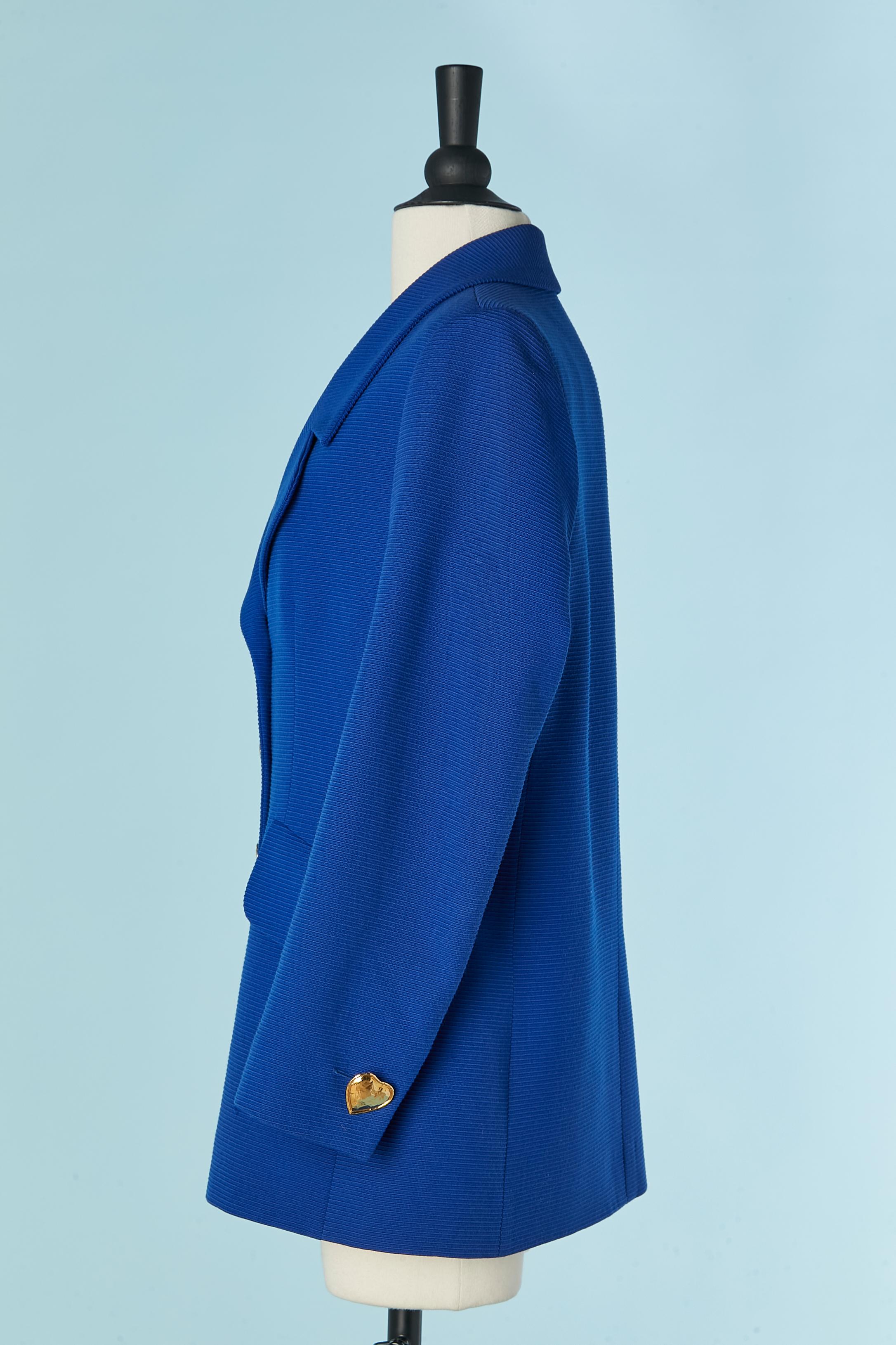Blue wool single breasted jacket with 
