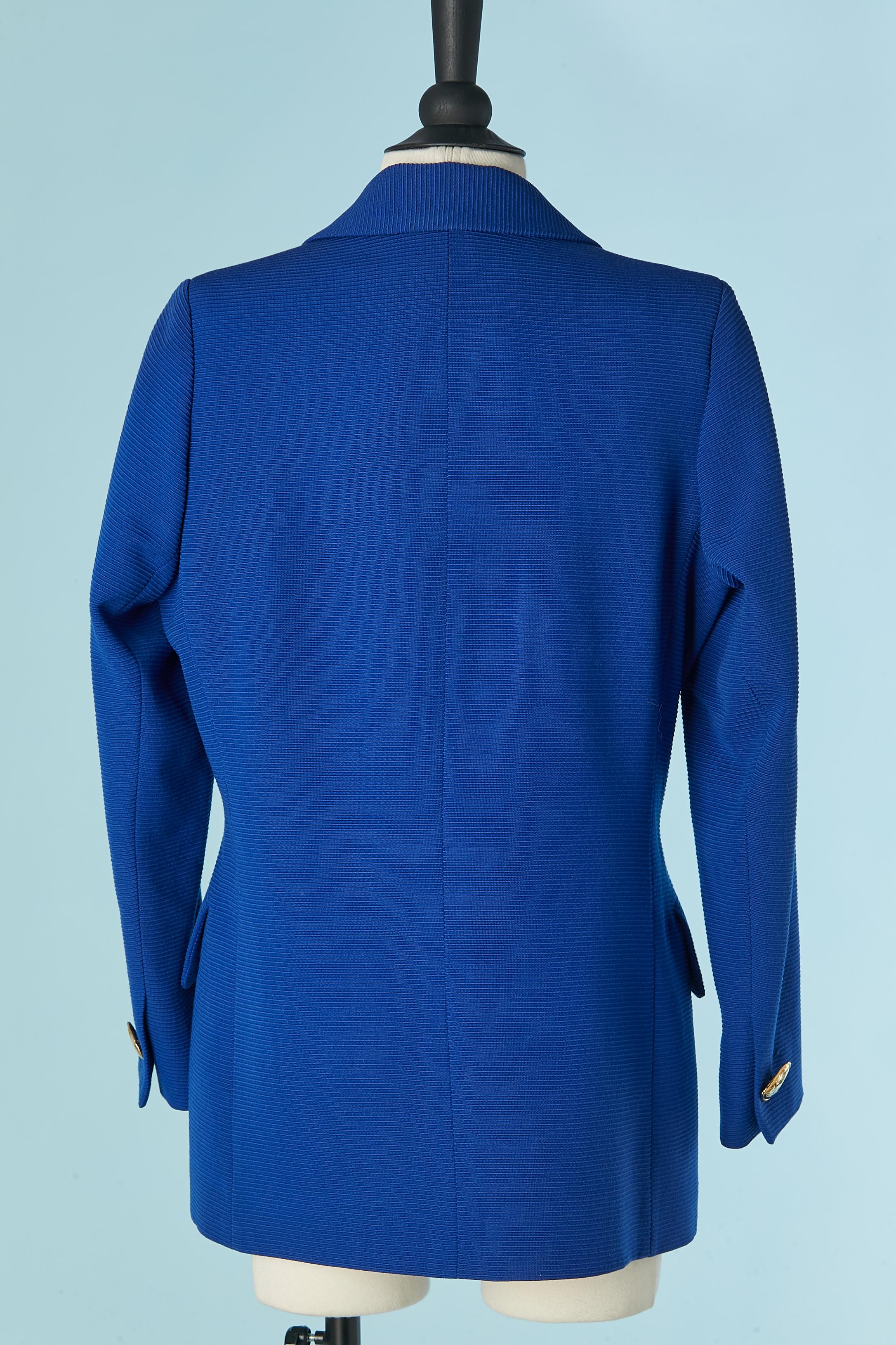Blue wool single breasted jacket with 