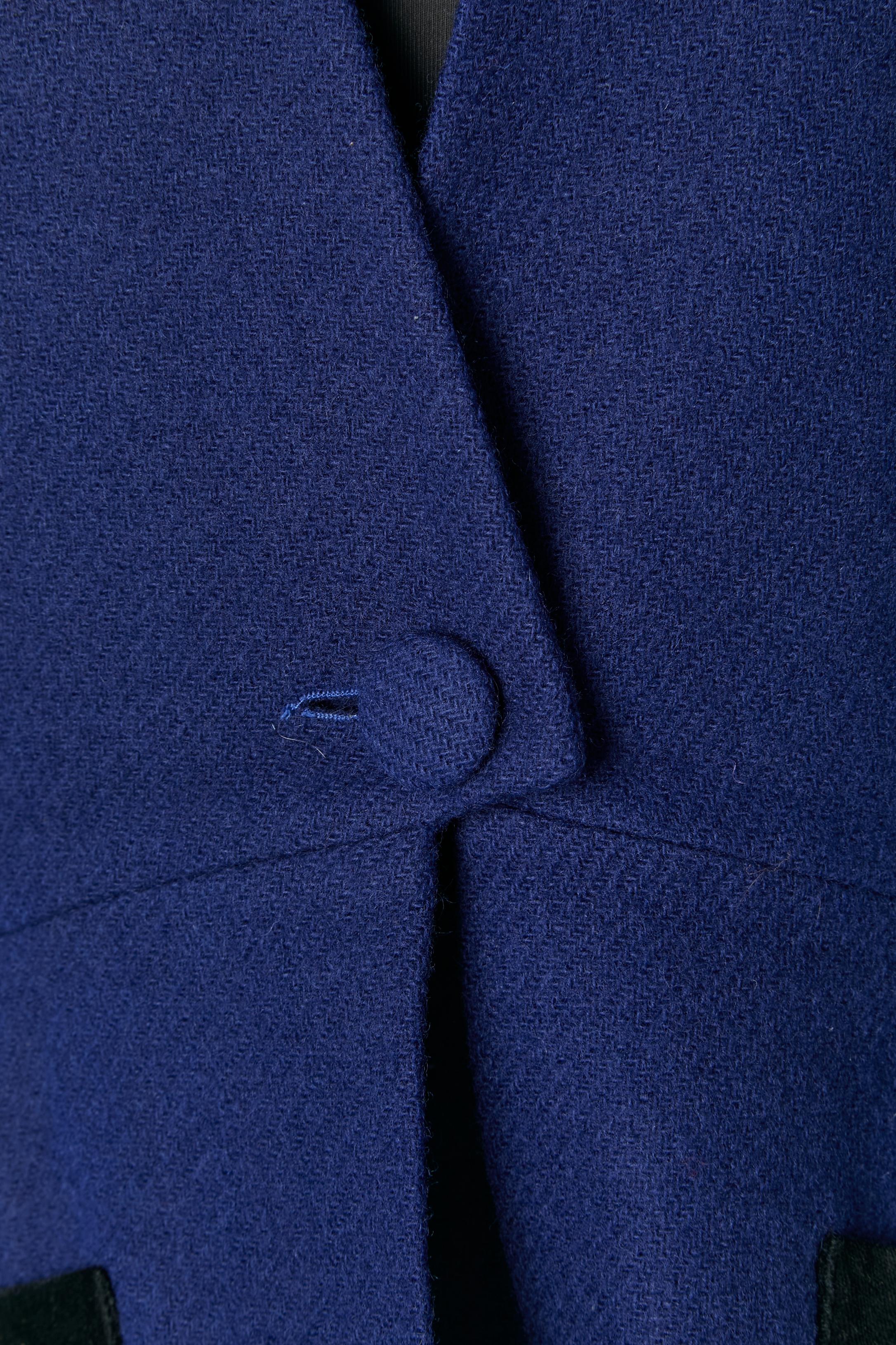 Combinaison jupe en laine bleue, détails en velours noir EMMANUELLE KHANH en vente 1