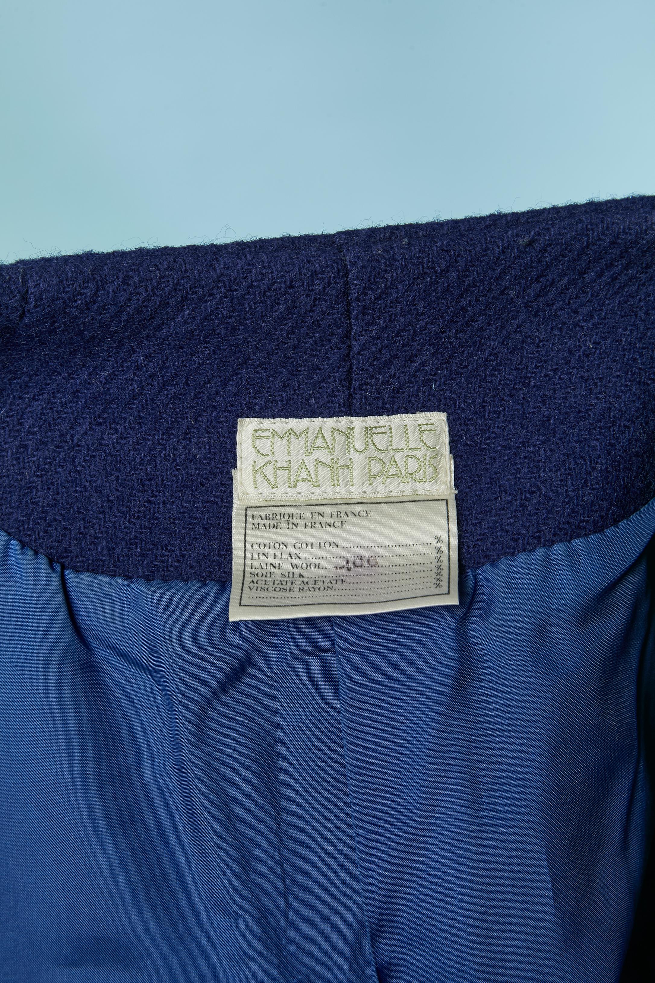 Combinaison jupe en laine bleue, détails en velours noir EMMANUELLE KHANH en vente 3