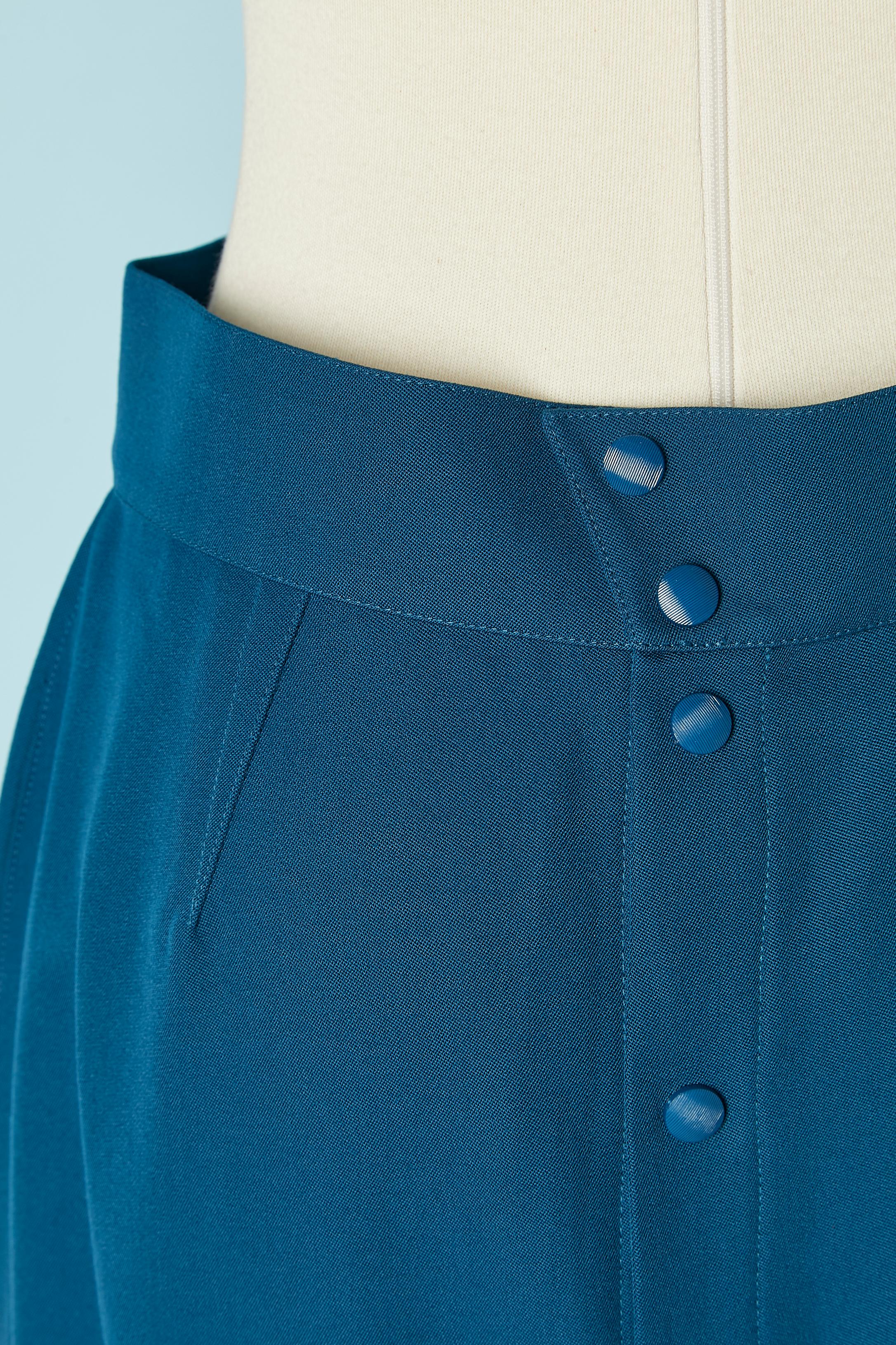 Blue wool skirt suit with single breasted jacket THIERRY MUGLER For Sale 8