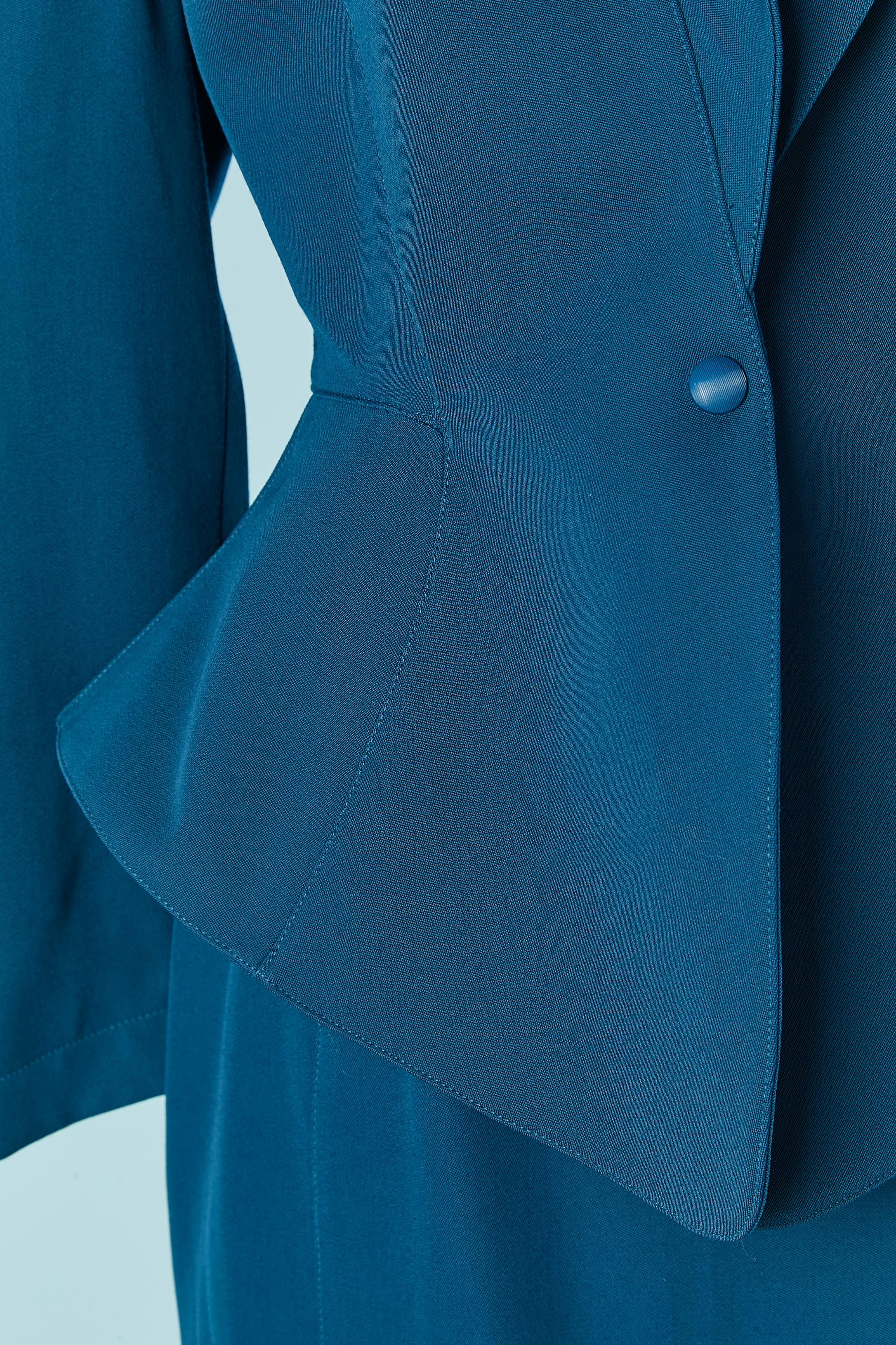 Blue wool skirt suit with single breasted jacket THIERRY MUGLER In Good Condition For Sale In Saint-Ouen-Sur-Seine, FR