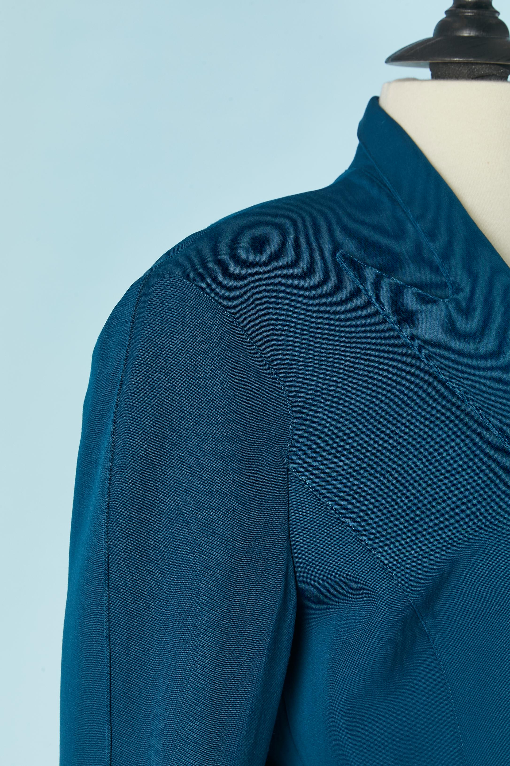 Women's Blue wool skirt suit with single breasted jacket THIERRY MUGLER For Sale