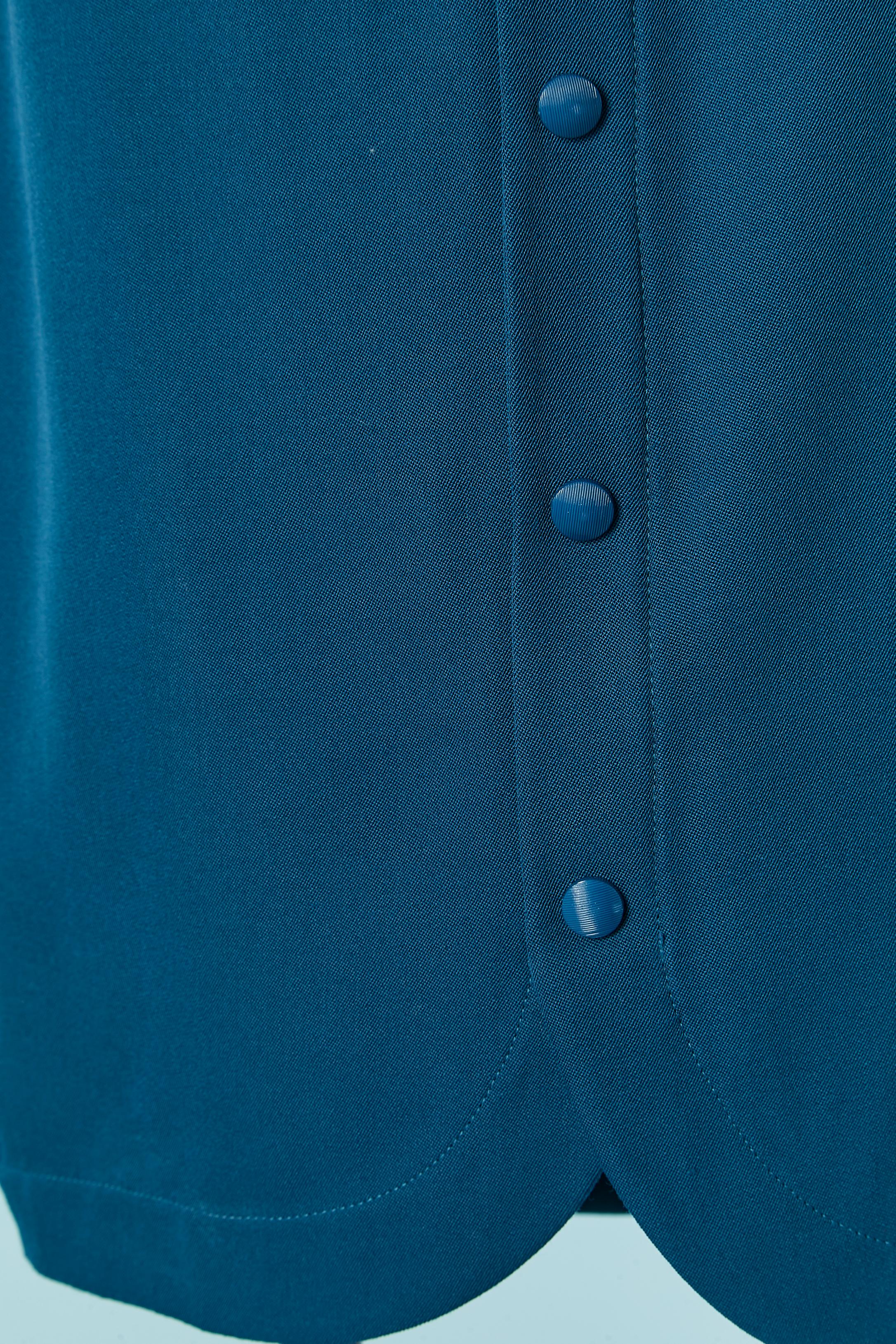 Blue wool skirt suit with single breasted jacket THIERRY MUGLER For Sale 3