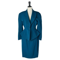 Blue wool skirt suit with single breasted jacket THIERRY MUGLER