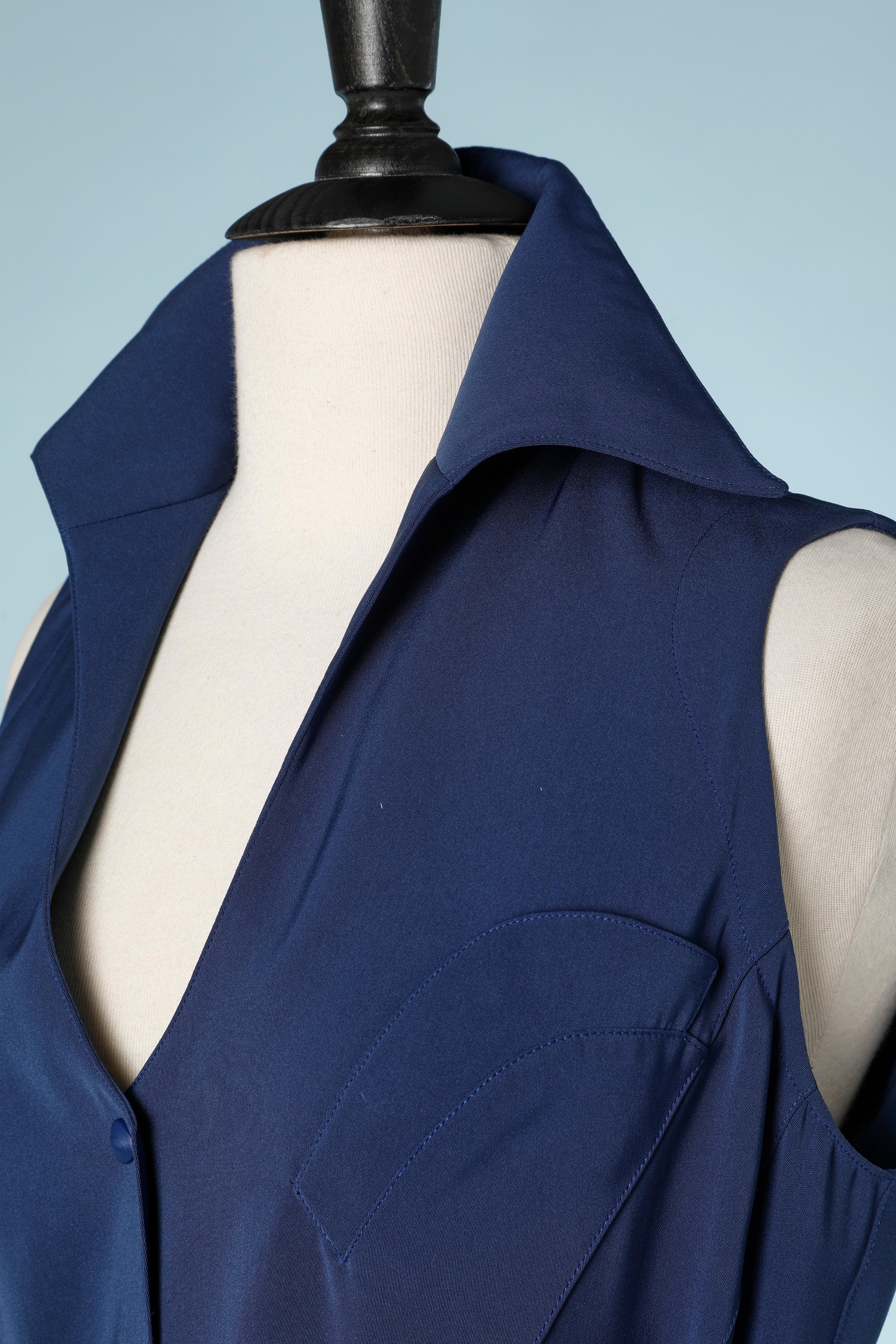 Blue wrap dress with metal buckles Thierry Mugler  1