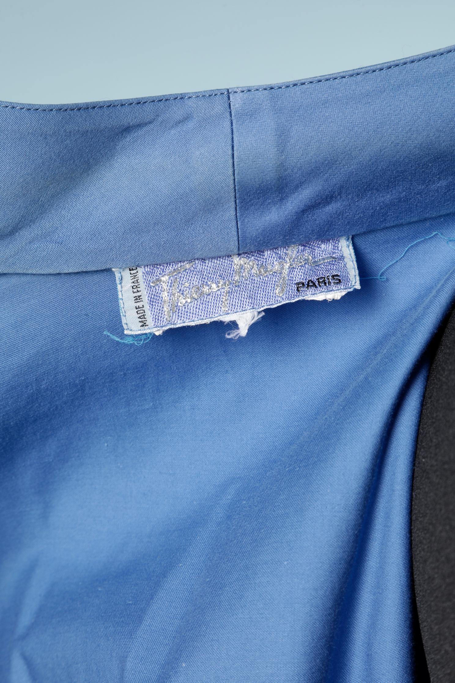 Robe en coton enveloppé bleu THIERRY MUGLER Circa 1990's en vente 2