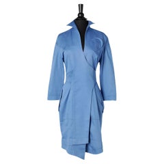 Blue wrapped cotton dress THIERRY MUGLER Circa 1990's