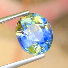 Blue Yellow Bicolor Natural Sapphire 4.16 Carat Oval Cut Loose Gemstone for Ring