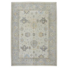 Blue 
Yellow Handwoven Wool Turkish Oushak Rug 10
3" x 14
