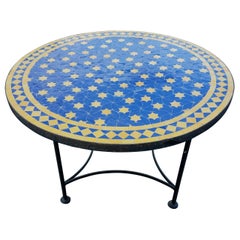 Blue/Yellow Moroccan Mosaic Table, Choose Your Base