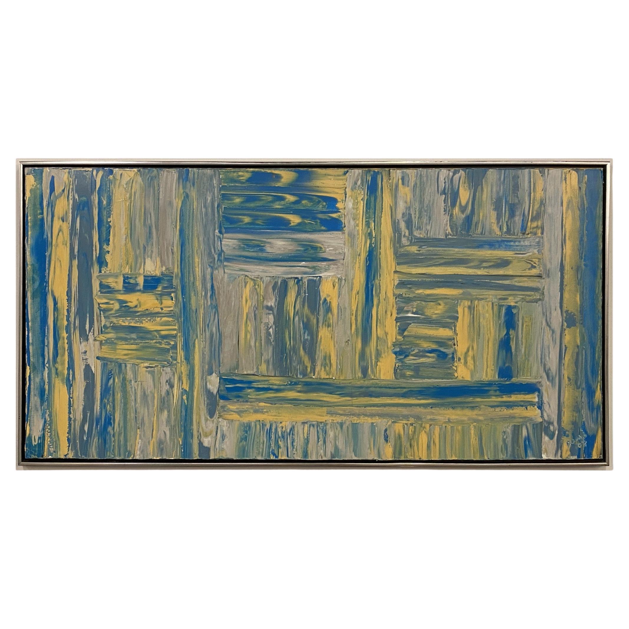 Blue Yellow Rumi Abstract Painting For Sale