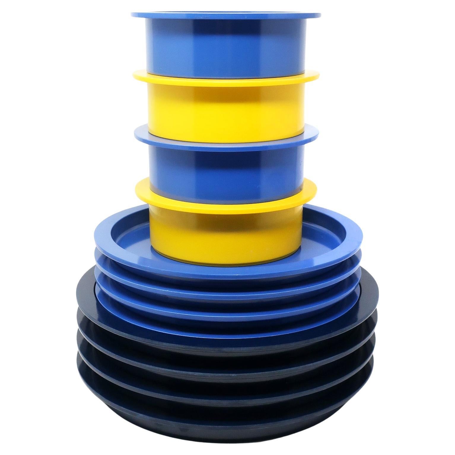 Blue 
Yellow Stacking Dishes by Gunnar Cyren for Dansk