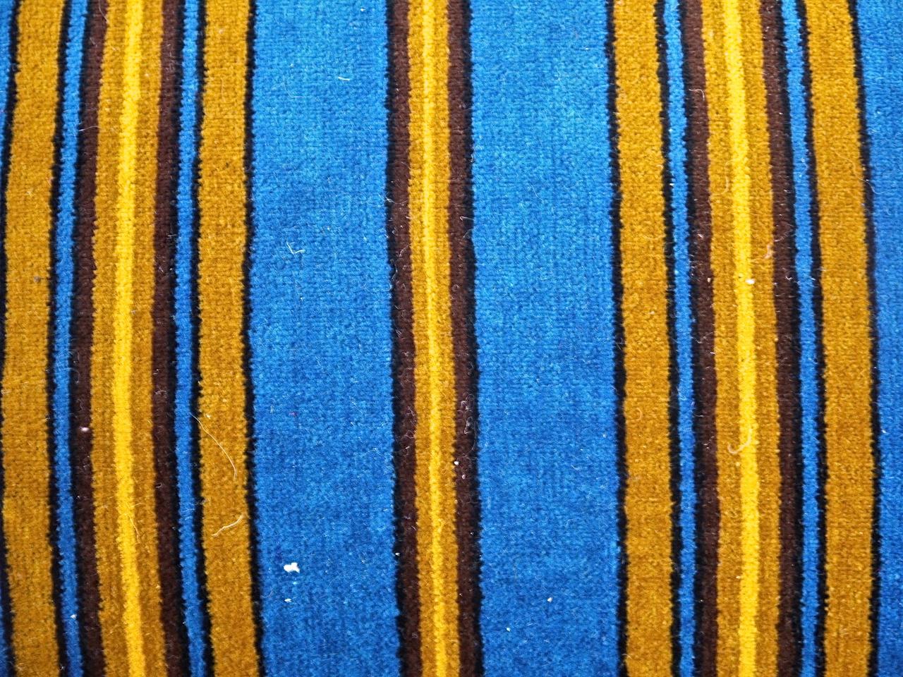 Blue Yellow Striped Cotton Velvet Pillow Napoleon III French In Good Condition In London, GB
