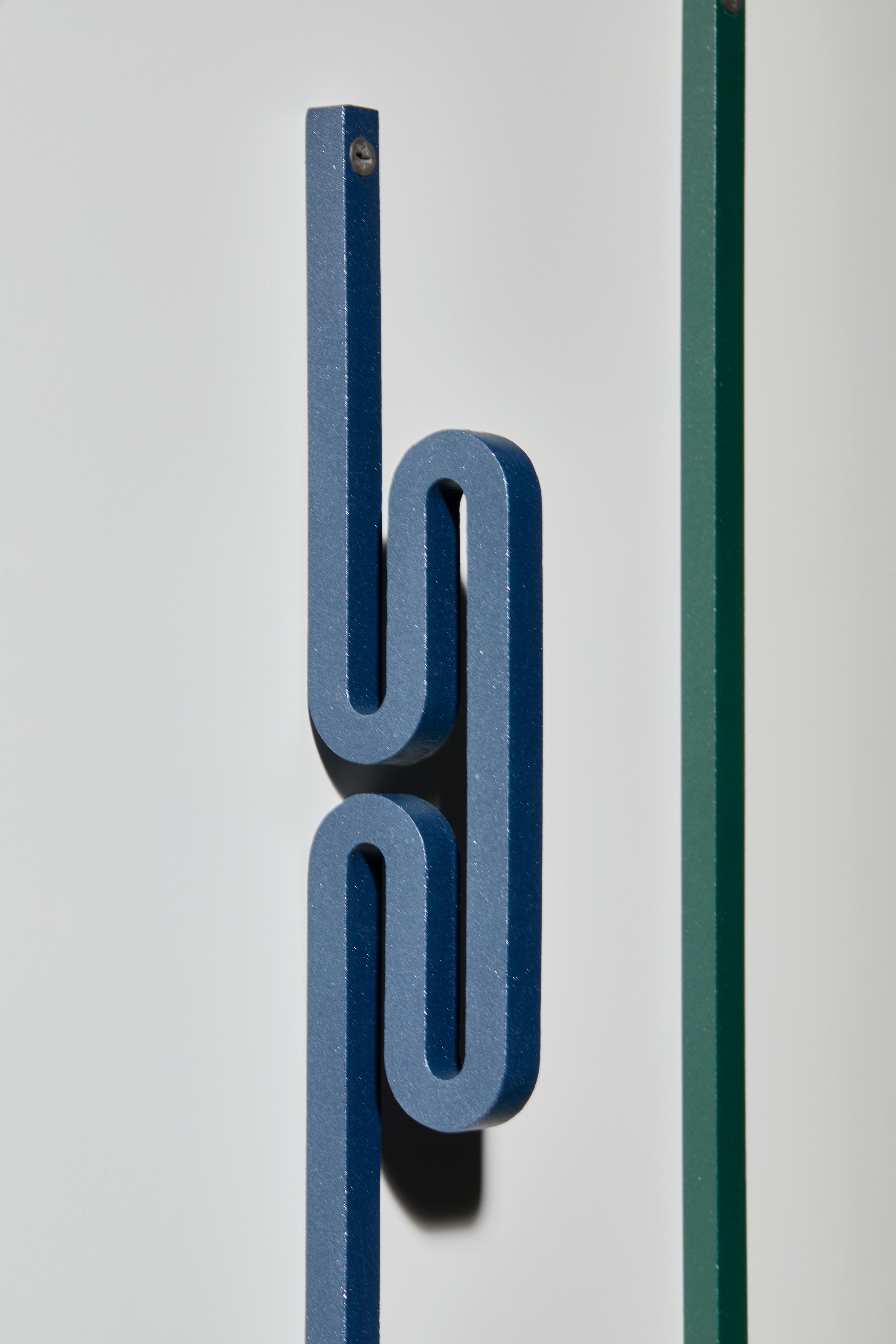 Art Deco Blue Zag, Coat Hooks by Bling Design Studio for La Chance For Sale