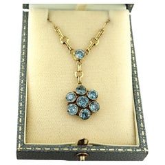 Blue Zircon, 14K Yellow Gold Lavalier Necklace