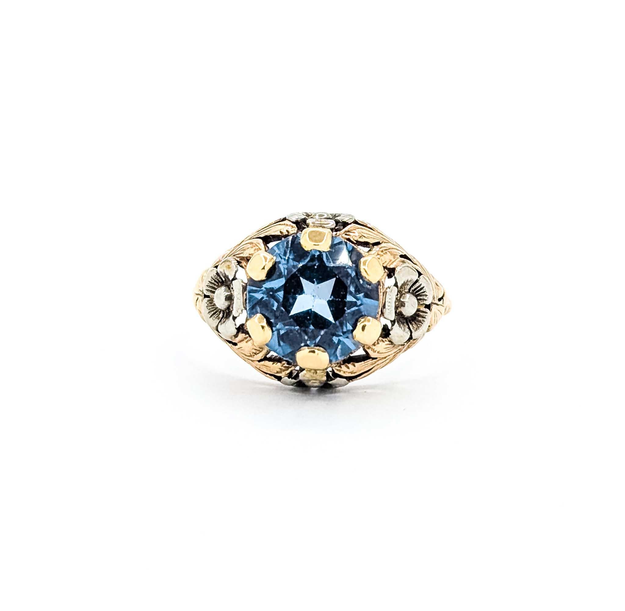 Blauer Zirkon und 14k Gold Ring im Angebot 4
