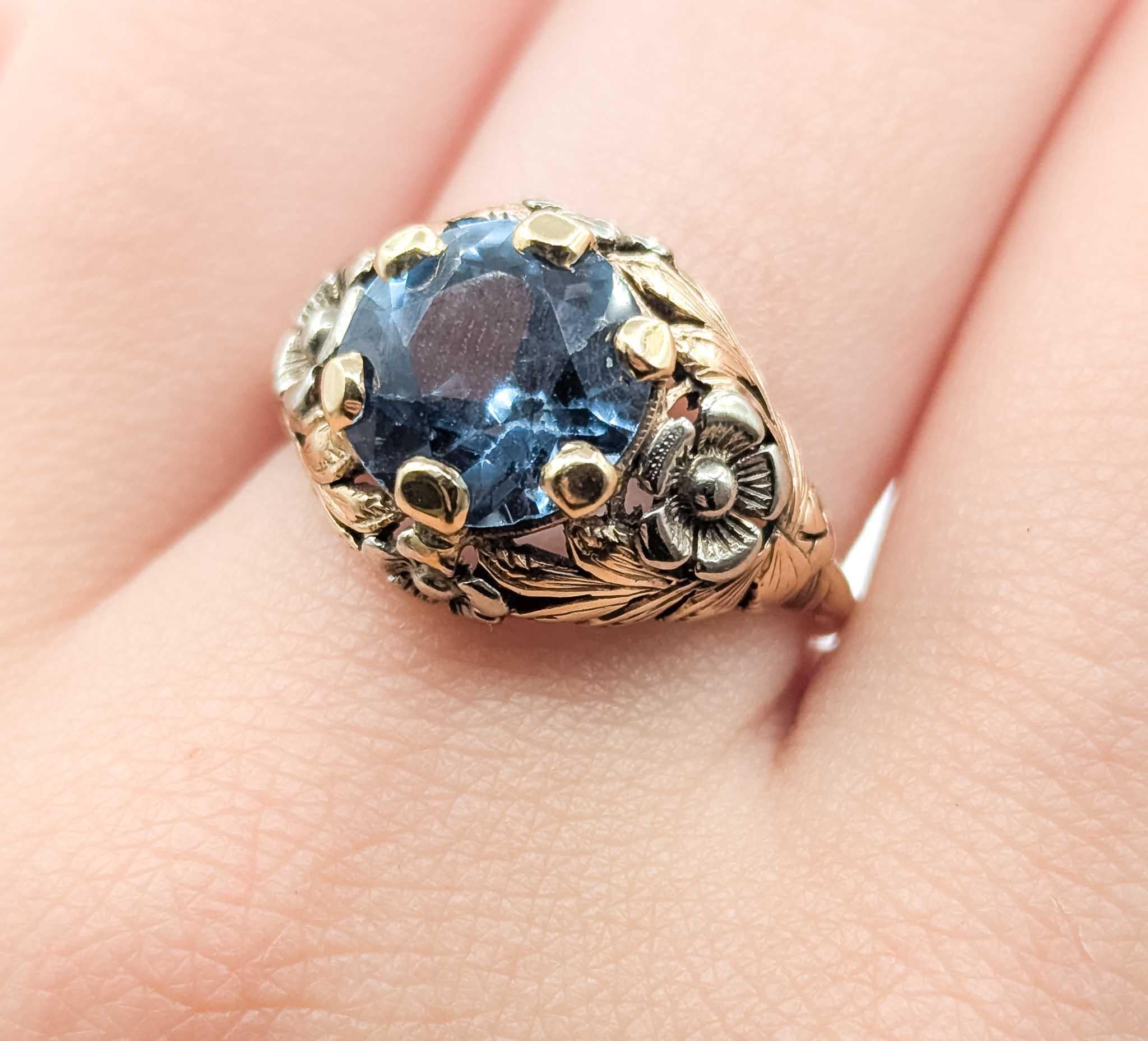 Blauer Zirkon und 14k Gold Ring im Zustand „Hervorragend“ im Angebot in Bloomington, MN