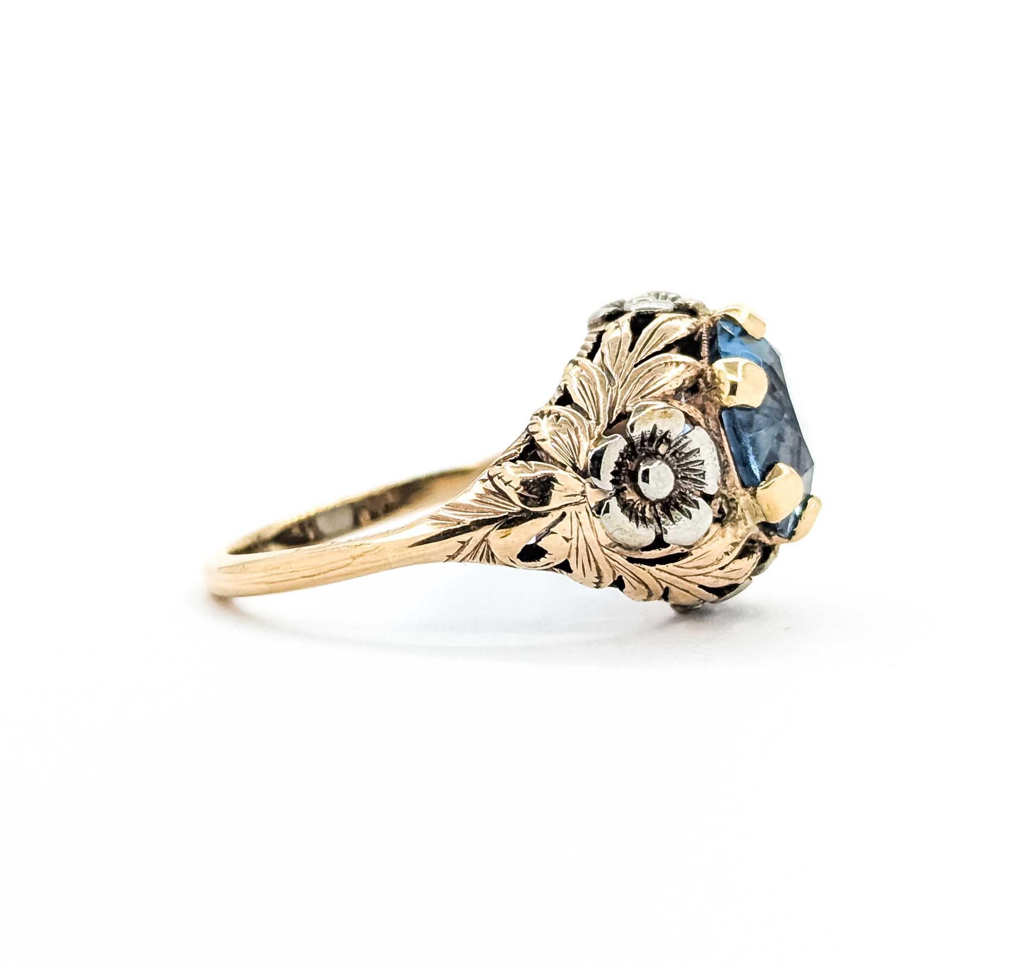 Blauer Zirkon und 14k Gold Ring im Angebot 1