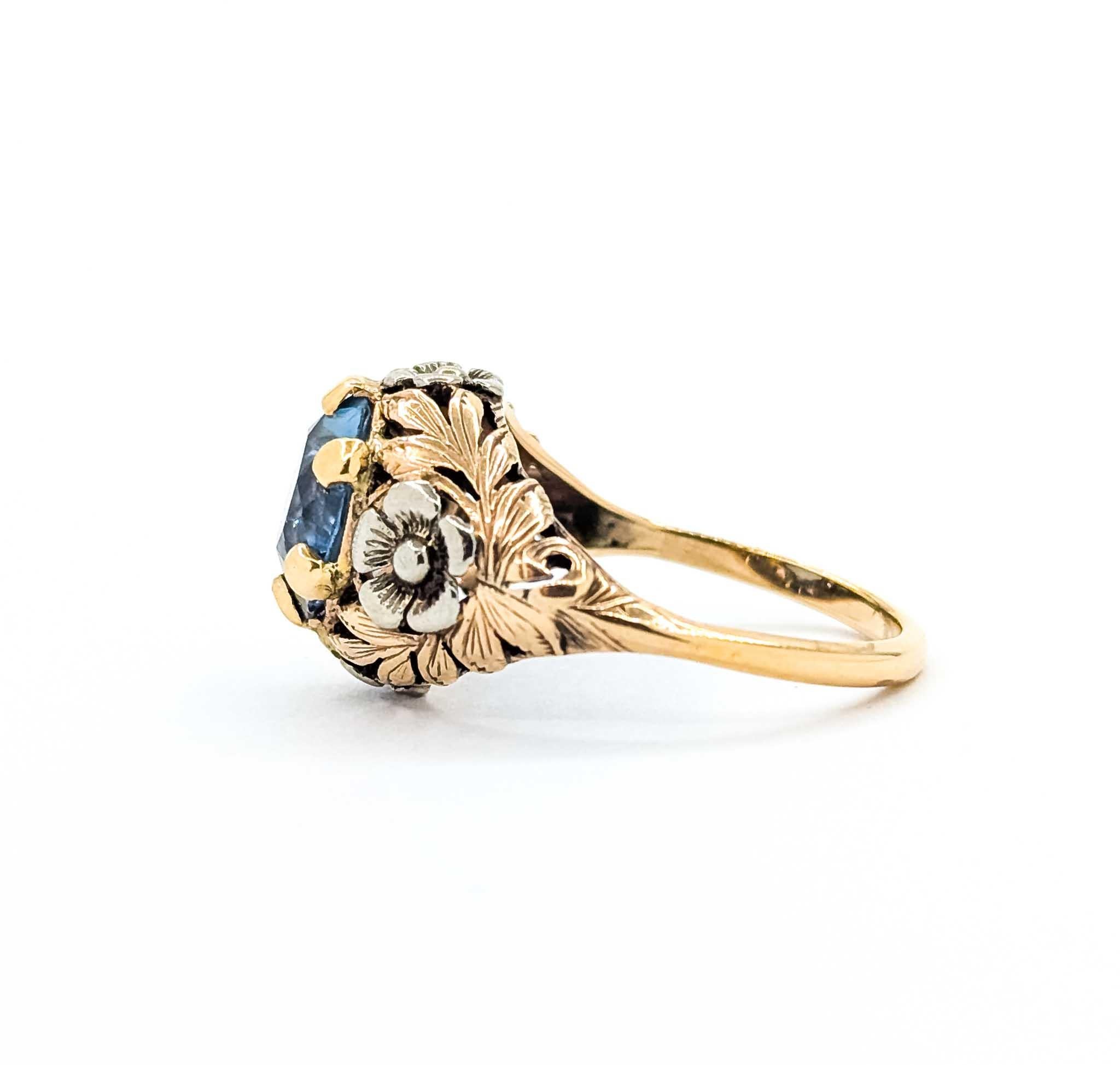 Blauer Zirkon und 14k Gold Ring im Angebot 3