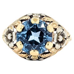 Vintage Blue Zircon and 14k Gold Ring