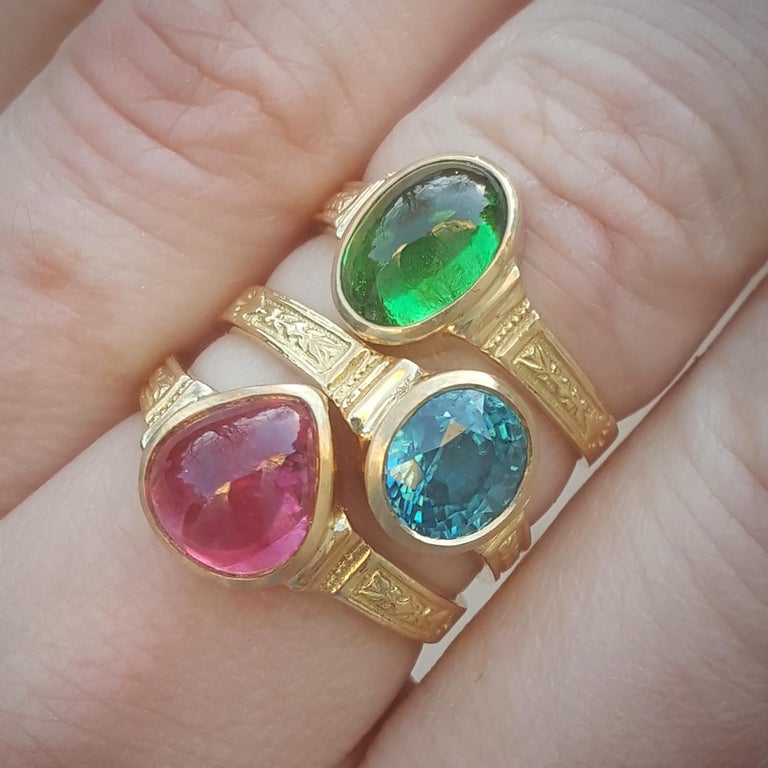 Blue Zircon and 18 Karat Gold Ring at 1stDibs white zircon