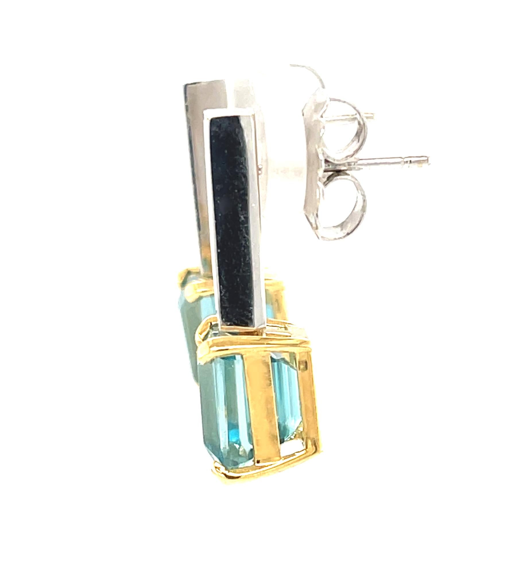 Orecchini a goccia con zircone blu e diamanti in oro bianco 18 carati, 9,97 carati totali in vendita 4