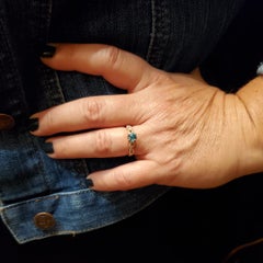 Blue Zircon and Diamond Infinity Ring in 14kt Rose Gold