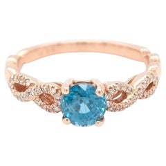 Blue Zircon and Diamond Infinity Ring in 14kt Rose Gold